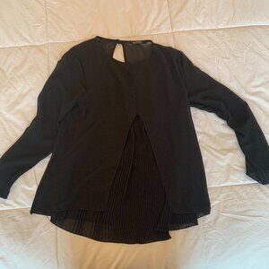 Nadine Black Blouse with Pleated Front Detail